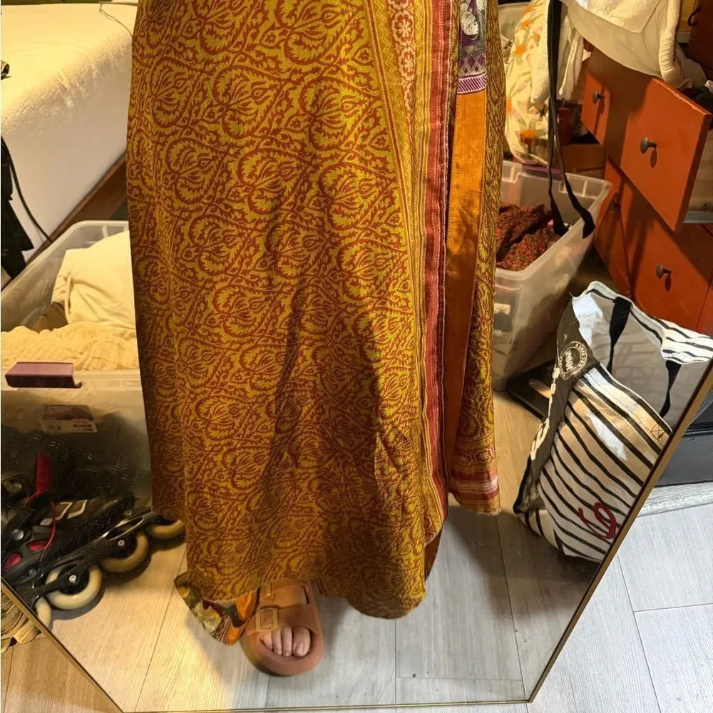 Vibrant Multicolor Skirt with Artistic Pattern reversible silk art slirt